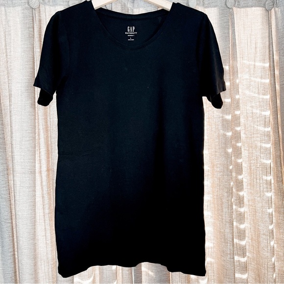 Gap Maternity Black Crewneck Short Sleeve Tee Shirt Size Large - Picture 1 of 11